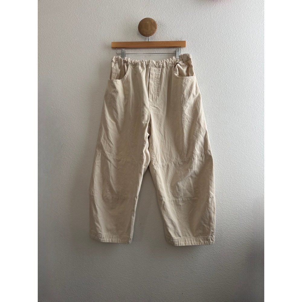 Roucha Pace Pant Cream Cotton Canvas Elastic Waist Barrel Leg Size C